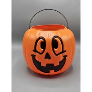 Vtg General Foam Blow Mold Halloween Candy‎ Bucket Trick Treat Jack-O-Lantern 7"